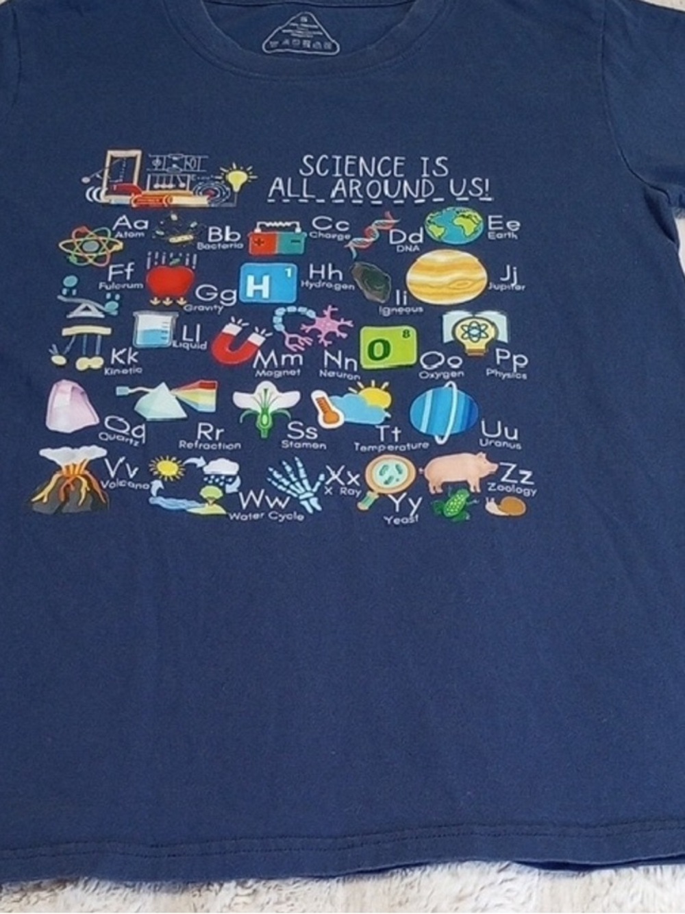 Women's Navy Science Alphabet Graphic Blouse